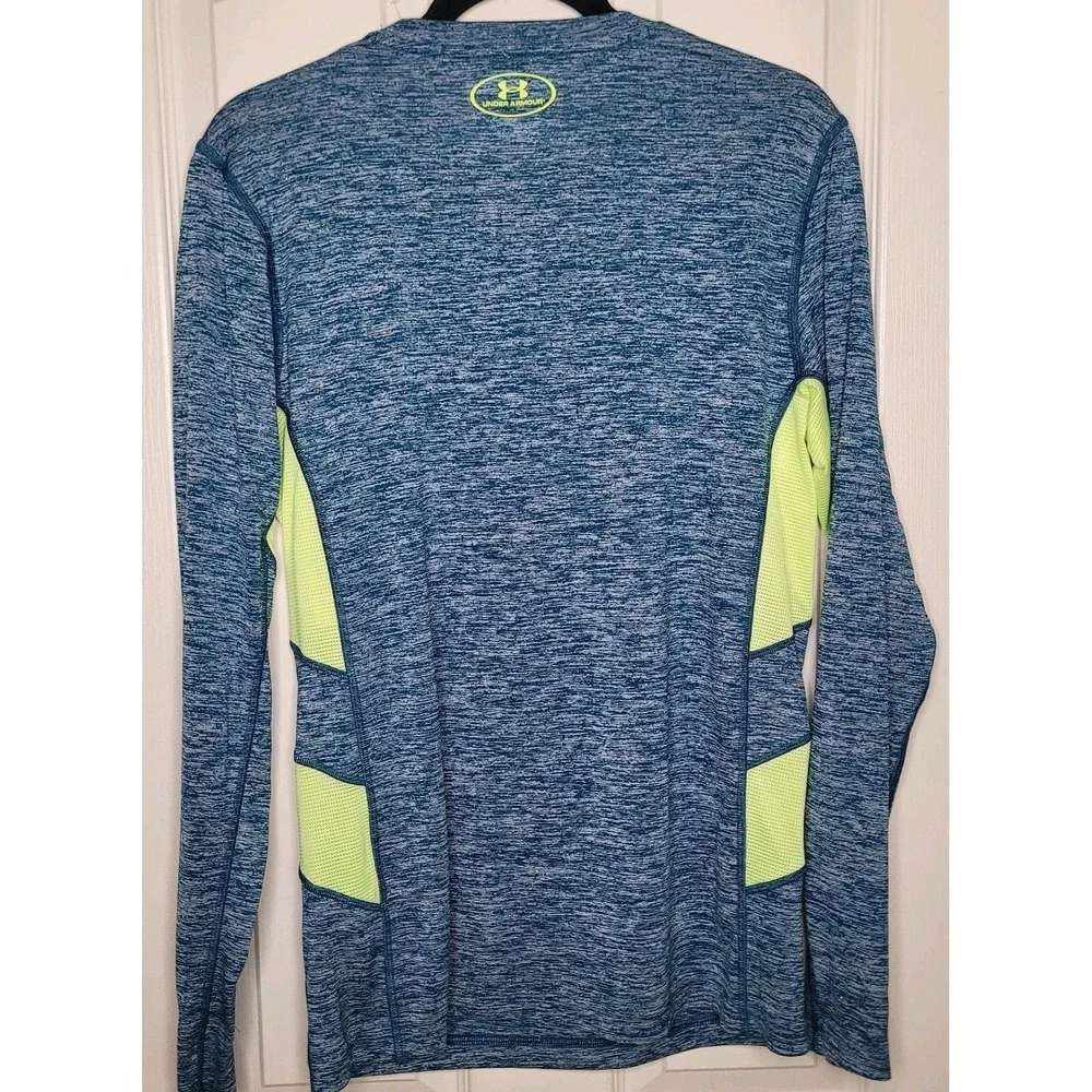Under Armour Fishing Long Sleeve Heat Gear Shirt Blue/Green Mens Sz Small Vented